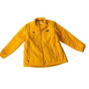 Adidas ClimaProof Yellow Gold Puffer Jacket Central Michigan Logo Full Zip Light